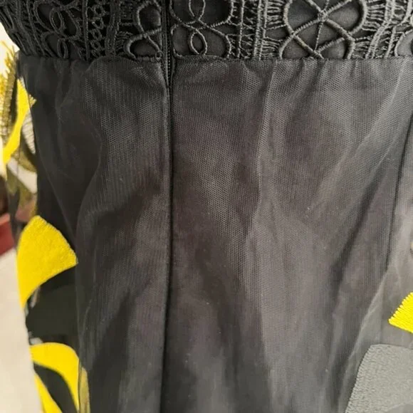 Charo Ruiz black yellow unique design dress size S